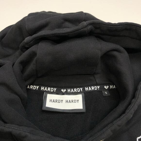 Hardy Hardy Men’s Black Skull Print Plaid Paneled Hoodie Small Rocker Peace - Picture 2 of 11